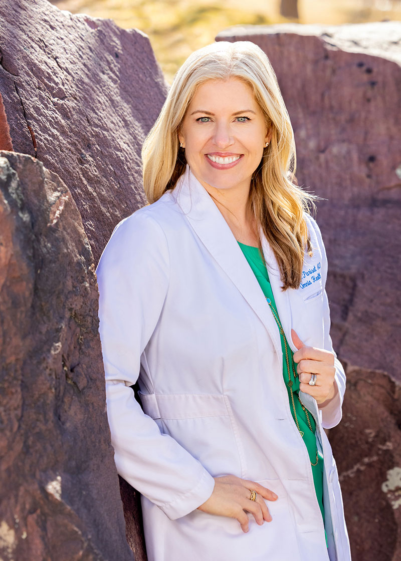 Jacqui Pariset MD in lab coat